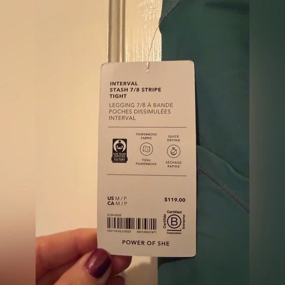 Athleta Interval Stash 7/8 Stripe Leggings - Picture 2 of 3